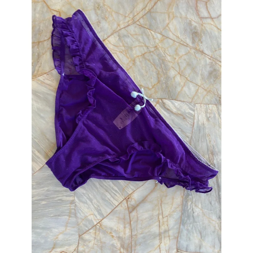 Victorias Secret Purple Shine Like A Star Rhinestone Ruffle Cheekini Panty 2011